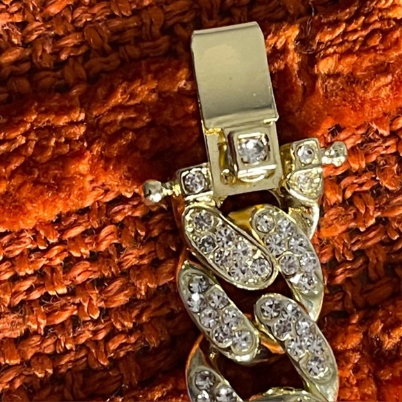 FASHION JEWELRY STAINLESS STEEL BUTTERFLY BRACELET RHINESTONE GOLD CUBAN CHAIN - Picture 11 of 14